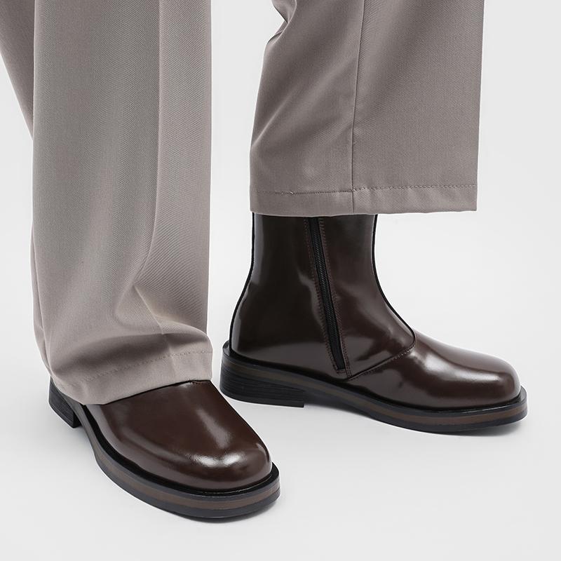 Fashion Autumn Winter Fashion High Top Business Leather Boots Luxury Brand Side Zipper Chelsea Boots High Quality Men's Motorcycle Boots