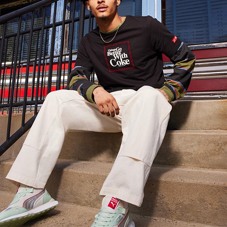 Puma X Coca-Cola Buchstaben-Print Rundhals Kurzarm T-Shirt Herren Tops Schwarz 536158-01