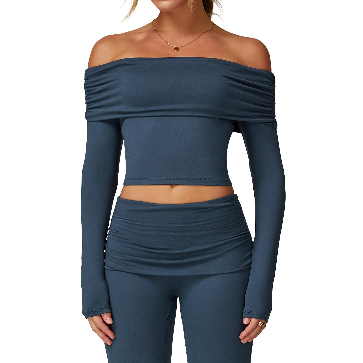 

New Sexy Casual Long Sleeved Yoga Women S One Shoulder Outer Wear Versatile Dance Sports Long Sleeved Women XL