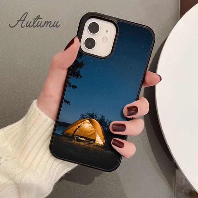 Camping Nature Mountain Phone Case for iPhone 11 12 13 14 Pro Max Mini XR XS SE 2020 6 6S 7 8 Plus Samsung Galaxy S21 S22 Cover