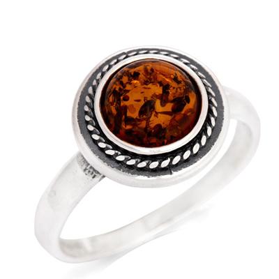 Handmade Silver Ring 'Inspiration' Silver Amber (rhodium) - 12x12mm