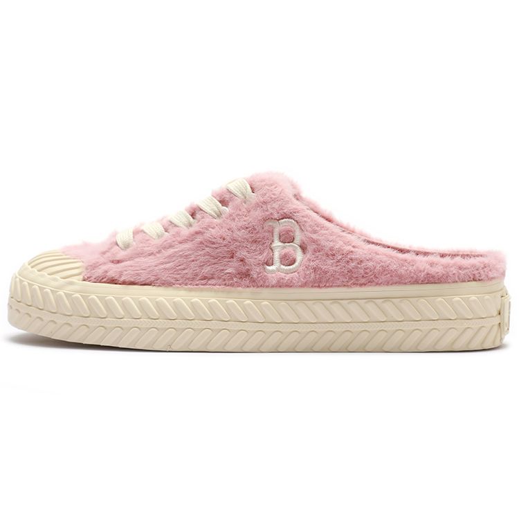 MLB Playball Mule Sea Horse Hair Shock Absorbing Lightweight Low Top Skate Shoes Unisex Skate Shoes Pink White 3AMUUD316-43PKS
