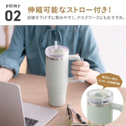 Takeda corporation 880ml Pink Straw Tumbler with Handle, 14.2 X 8.9 X 24cm, with Straw, Insulated, and Handle, HD-STT880PI