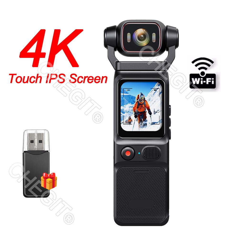 NEW 4K Touch Screen Portable MINI Vlog Camera Pocket Sports Camera with Gimbal Handheld Stabilizer Body Camera Video Recording