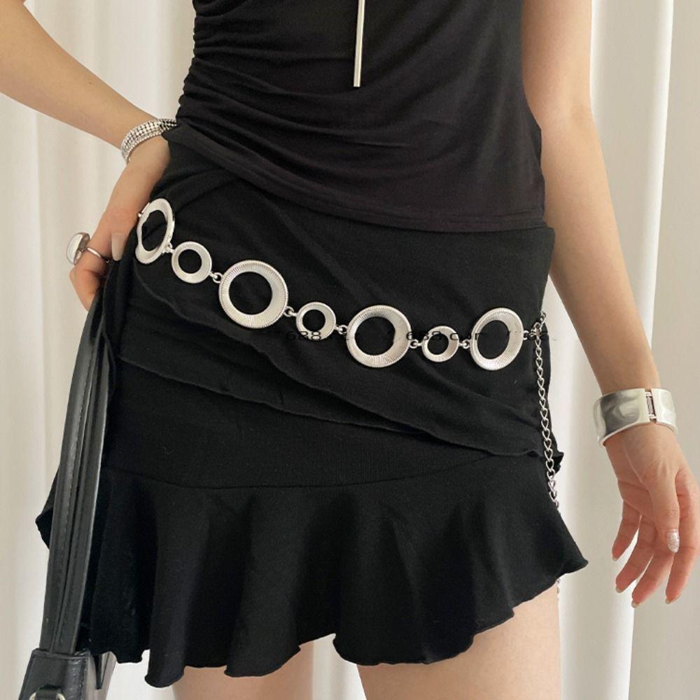 Gold Bohemian Waist Chain Body Chain Dress Belt Chains Metal Circular Ring Waist Chain  Women