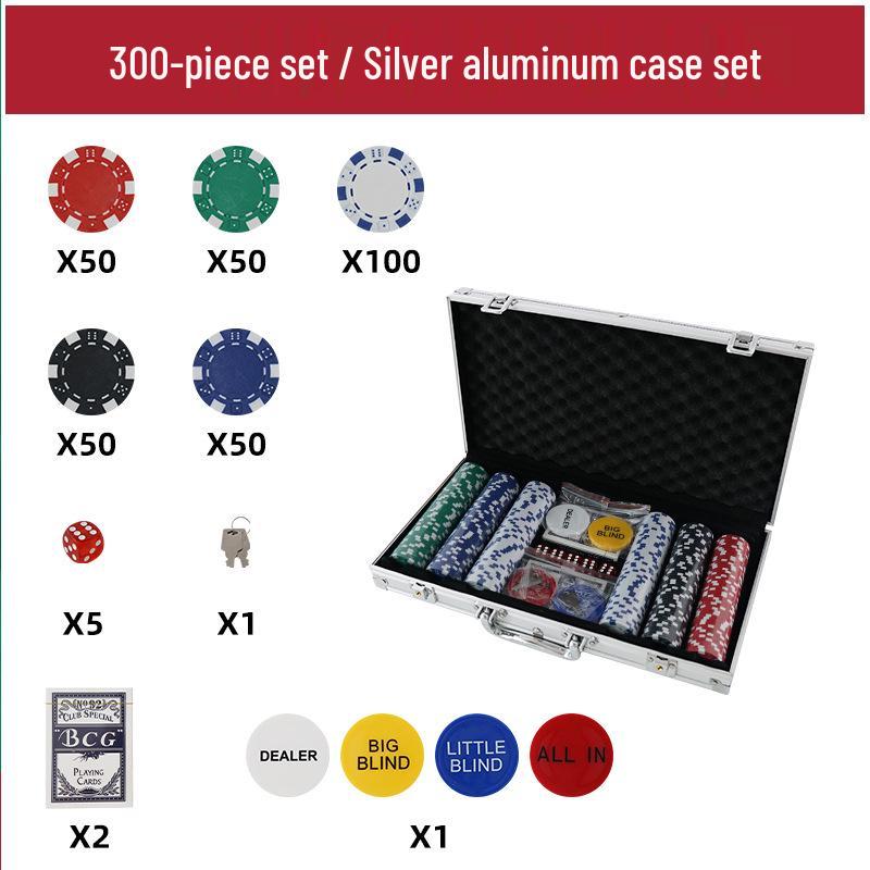 Set da Poker Texas Hold'em da 300 Pezzi: Fiches, Carte e Gettoni per Sala da Gioco e Mahjong