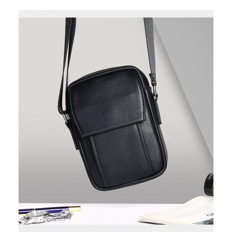 Men's Leather Crossbody Bag Fashionable Casual Trend Shoulder Waterproof Top Layer Cowhide Soft Vertical Style