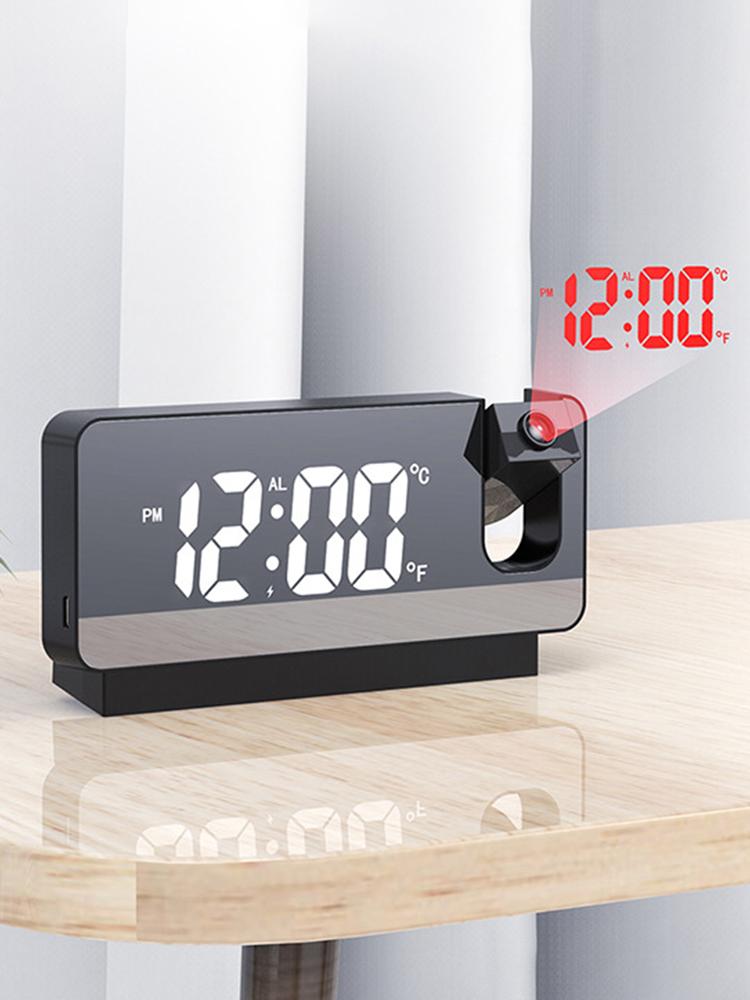 Digital Electronic Clock 180° Projector On Ceiling Digital Table Clocks LED Display Temperature Display for Bedroom Living Room