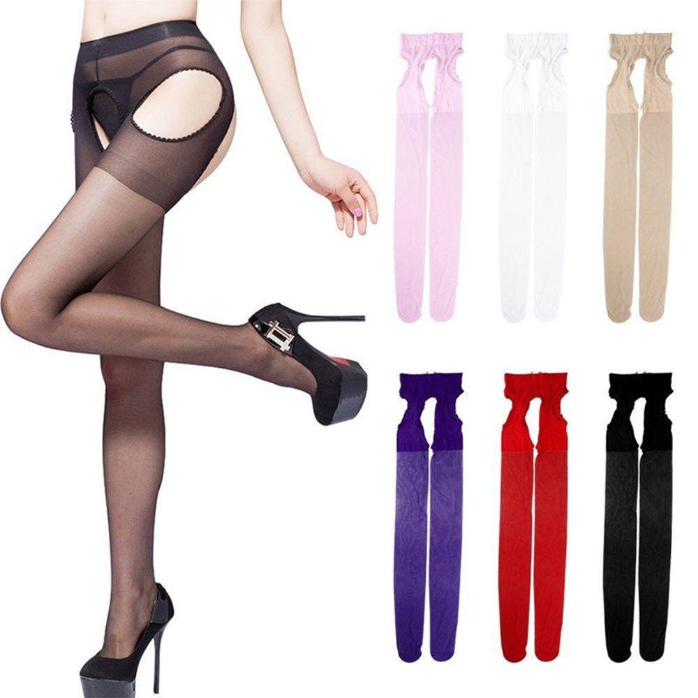 Open Crotch Stockings Crotchless Tights Stretchy Sheer Pantyhose Lingerie Seamless Sheer Pantyhose