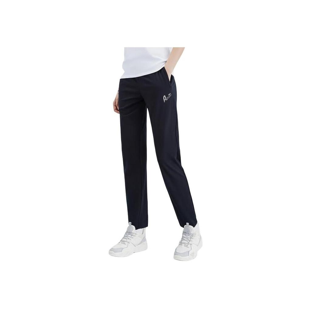 Anta Lifestyle Series Letter Print Straight Leg Casual Knit Sports Pants Women Pants Basic-Black 162328302-1