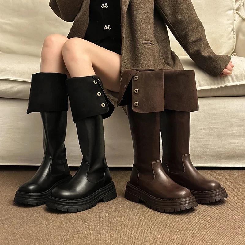 Women's High Over The Knee Boots Trendy Retro Fashion Winter Walking Snowmobile Boots Outdoor 2025 Botas De Invierno Para Mujer