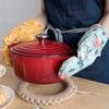 Oven & Microwave Cotton Gloves: Insulated Kitchen Baking Gloves with Triangle Pot Handle Pads