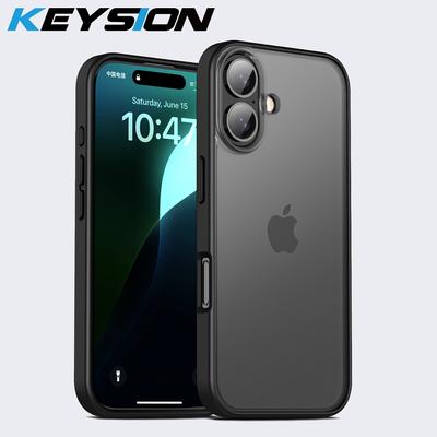 KEYSION Transparent Matte Case for iPhone 16 Plus 15 Translucent Silicone+PC Shockproof Phone Back Cover for iPhone 15 Plus 16