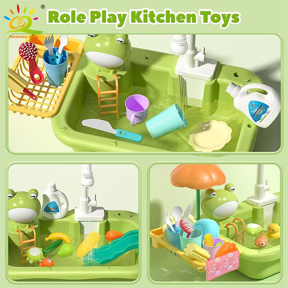 Baby Kitchen Toy Dish Wash Sink Electric Dishwasher for Playing Pretend Role Play Housework Early Educational Toys for Children