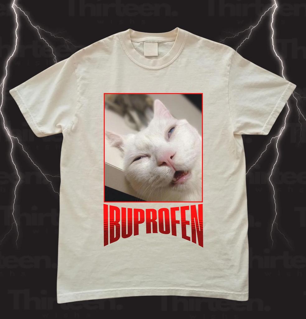 Ibuprofen Kočka Meme Tričko Pánské Ležérní Vtipné Kočka Grafické Trička Módní O-výstřih Pánské Dámské Oblečení Unisex Streetwear Trička