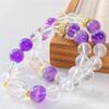 Vintage Natural 10Mm White Crystal 12Mm Amethyst Design Bracelet Bracelet