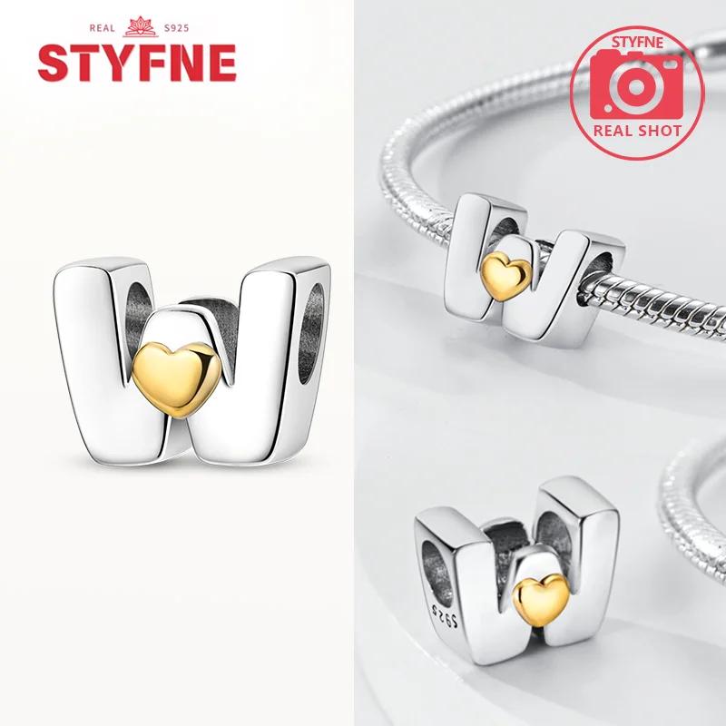 Silver 925 26 Alphabet Letters Charm Heart Love Bead for Charms Bracelets for Women DIY Fine Jewelry Gifts