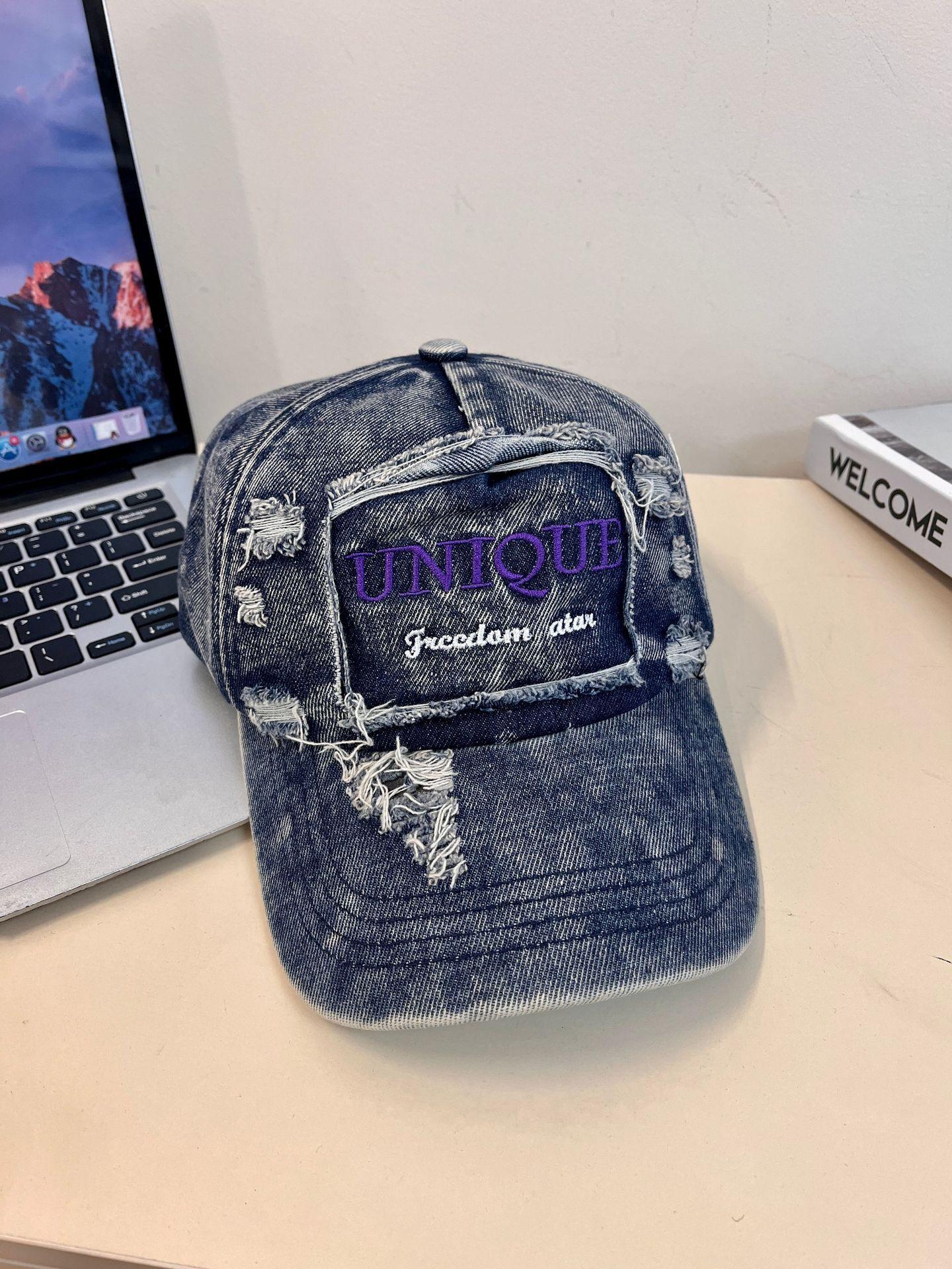 

Ковбойская бейсбольная кепка с вышитыми буквами для мужчин и женщин, с окантовкой отверстий для улицы, модная кепка M（56-58cm）