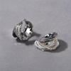 Light Luxury Heavy Industry Silver Texture Circle Pearl Earrings Ear Buckles Niche Design Sense Exaggerated Personality Earrings Women