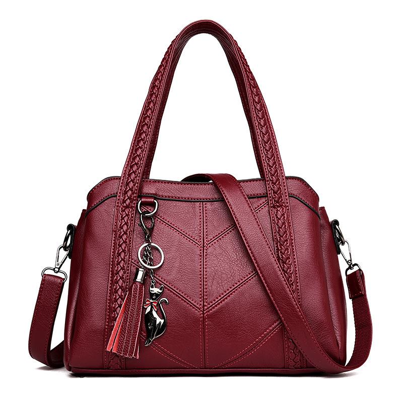 

New women s bags, European and American large bags, portable tote bags, soft leather large-capacity shoulder messenger women s bags красный