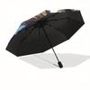 Viking Warrior with Sword Circular Art PrintUmbrella, Portable 3-Fold Compact Umbrella for Men & Women Gift