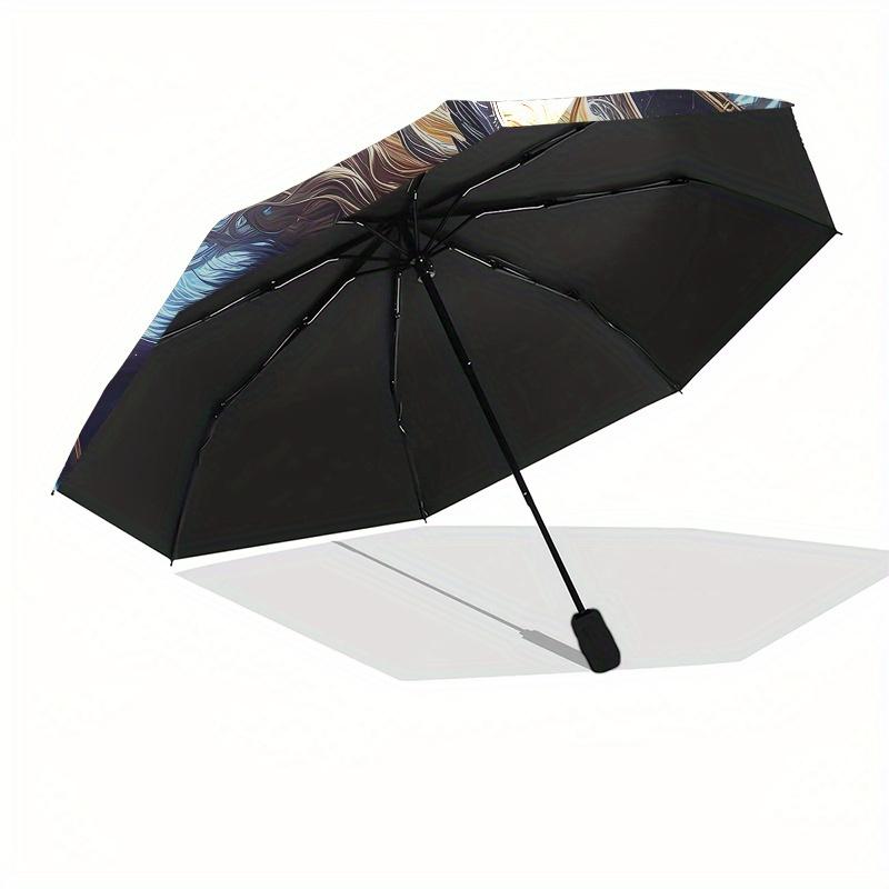 Viking Warrior with Sword Circular Art PrintUmbrella, Portable 3-Fold Compact Umbrella for Men & Women Gift