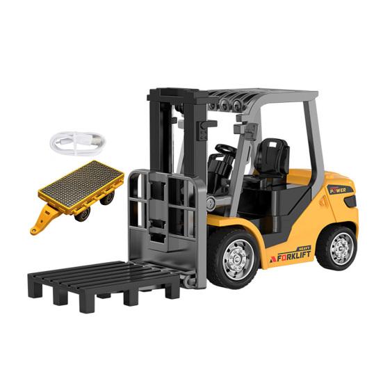 Uzaktan Kumandalı Forklift Oyuncak 1/64 Ölçekli Alaşım Forklift Kamyon Kaldırma Çatal Kancalı Küçük Çocuklar Şarj Edilebilir 2.4GHz RC Simülasyonlu İnşaat Aracı Oyuncak