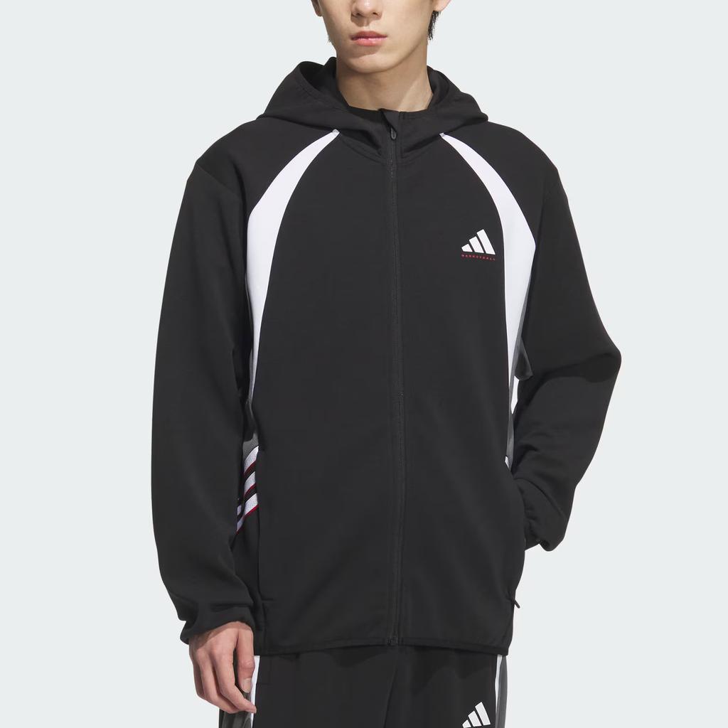 Adidas Basketball FW25 Hooded Loose Fit Zip Long Sleeve Jacket Men Jacket KC0330