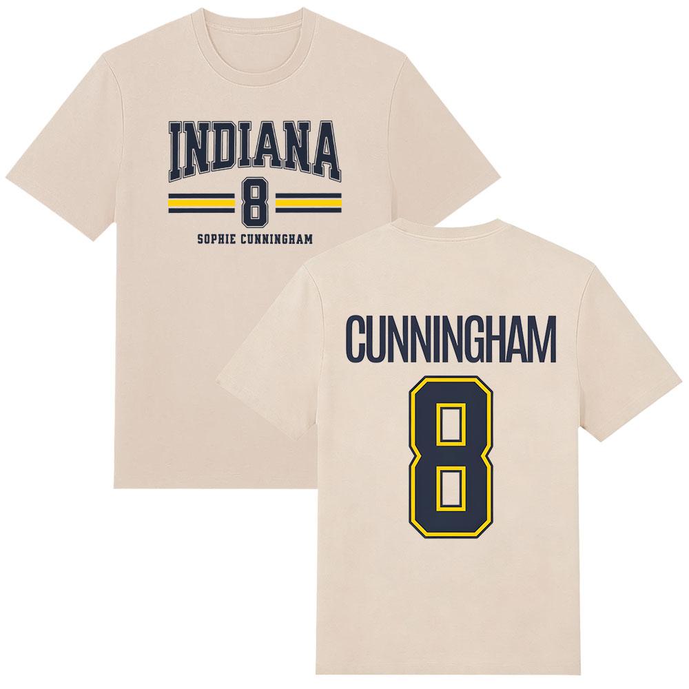 Sophie Cunningham #8 Indiana Basketbal T-shirt Zomer Heren Dames Retro Katoen Y2K Ronde Hals Casual Streetwear O-hals T-shirt Kleding