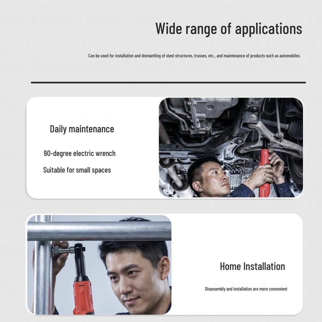 21V Electric Right Angle Ratchet Wrench with Lithium Battery for Auto Repair and Installation