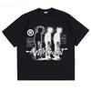 ZYLLO Men Tshirt Oversized Graphic Print Shadow Y2k Streetwear Top Short Sleeve Tee Hip Hop Harajuku Vintage Aesthetic Clothing