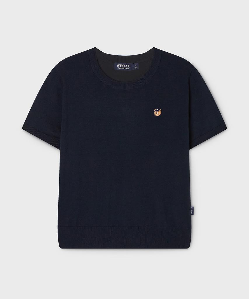 Who.A.U Steve R-Neck Plain Short Sleeve Sweater/Whkag2425F
