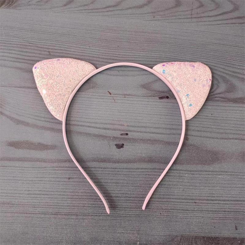 Cartoon Cat Ear Headband for Kids: Cute Scallion Powder Color Hair Accessory