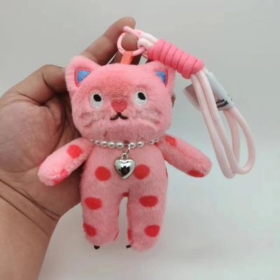 15cm Kawaii Pink Cat Plush Keychain Cute Cat Plush Pendant Soft Animal Keyring Car Key Buckle Accessories Girl Women Bag Hanging