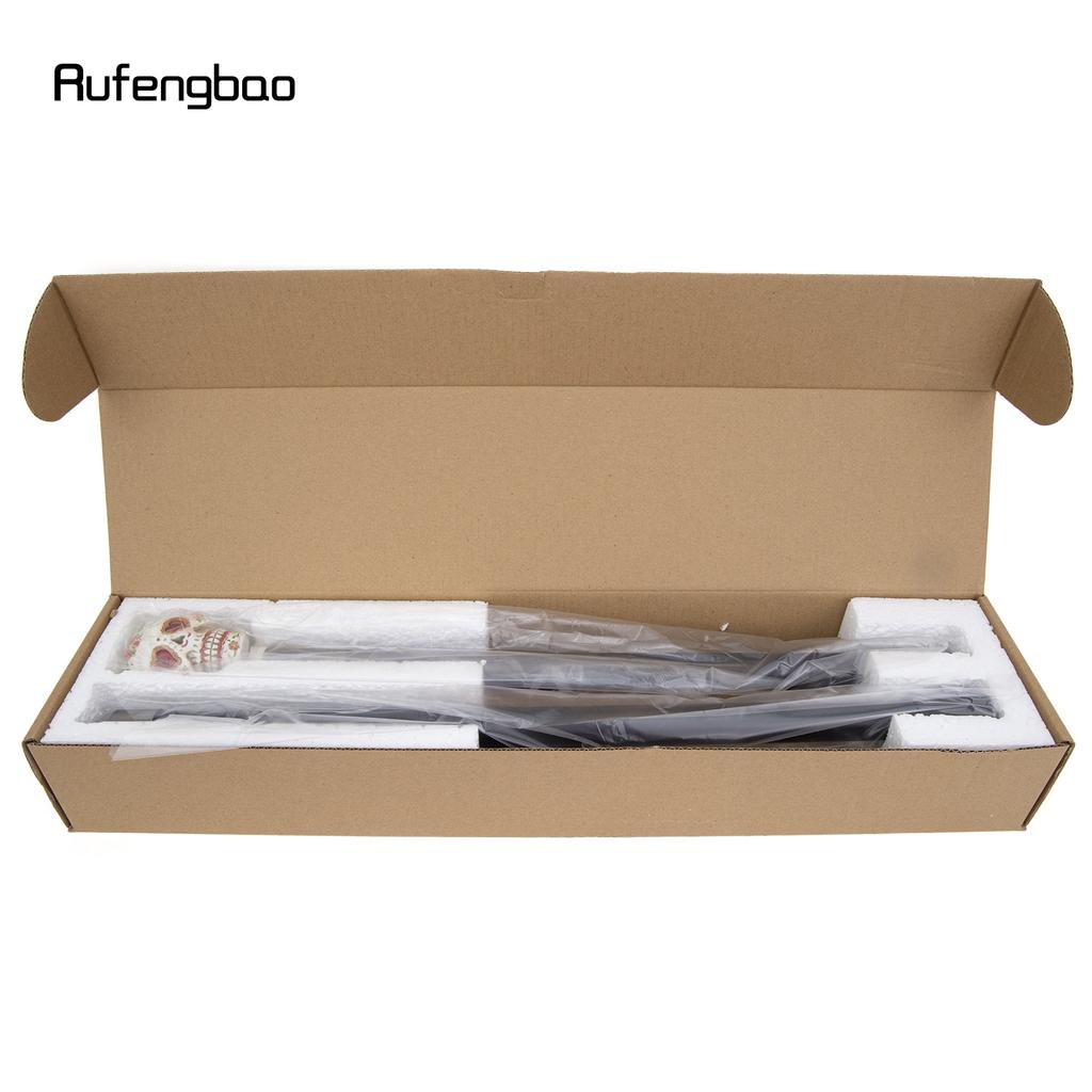 White Resin Red Flower Skull Head Walking Cane Fashion Decorative Steel Stick Gentleman Elegant Cosplay Cane Knob Crosier 94cm