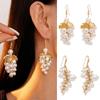 Faux Pearl Pearl Tassel Ear Hook Leaf and Grape Vintage Dangle Earrings Wedding Bridal
