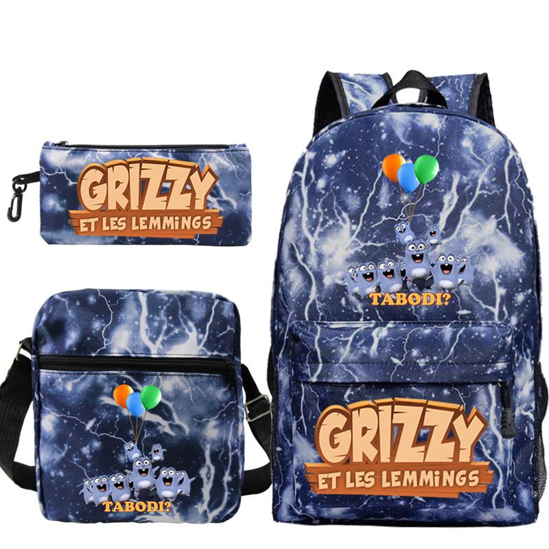 Printed primary and secondary school students backpack shoulder bag pencil bag three-piece combination