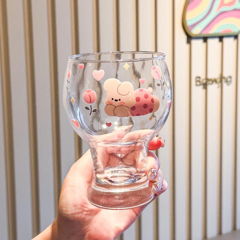 High-value cute rabbit glass juice milk cup household beer cup girls birthday gift gift box