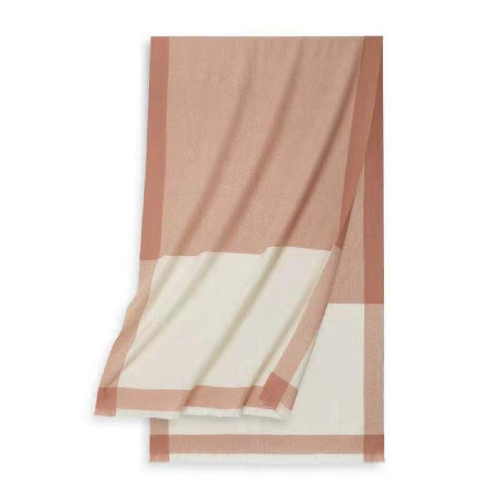 RAINBOW Large Cashmere Thin and 60cm Wide x 200cm Long 100% Stole, Lightweight, (Checked Amber)