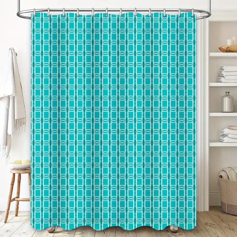 Blue And White Shower Curtain Rectangular Design For Bathrooms Easy To Clean Waterproof Fabric Decorative Window Panels In Home
