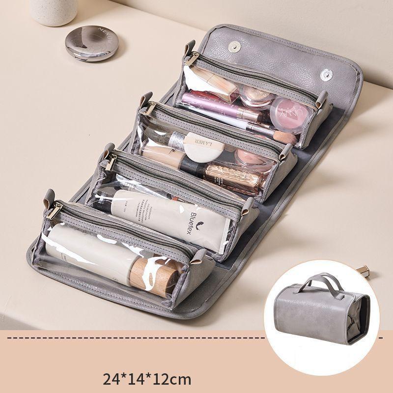 PU Large Capacity Roll Up Cosmetic Bag Detachable Compartments Hanging Makeup Bag Portable Travel Toiletry Bags