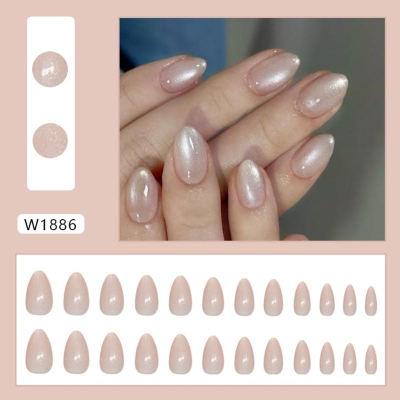 30 ks Třpytivé kočičí oko Přilakávací nehty Mandlové falešné nehty Plné krytí Lepicí nehty Akrylové umělé nehty Nalepovací nehty