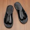 Fashion Fashion Casual Leather Slippers Man Simple Beach Ultra Fiber Leather Shoes Comfortable Walking Sandals Male Outdoor Slides Shoes