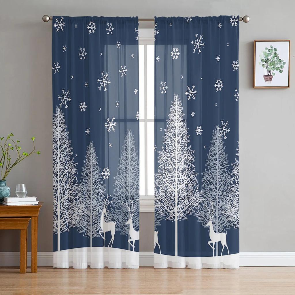 Forest Deer Creek Tulle Curtains For Living Room Sheer Curtain For Bedroom Window Blinds Voile Curtains