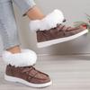 Large Size Cotton Shoes Women's Autumn and Winter New Round Head Lace-up Short Boots Plush Warm Fluffy Women's Shoes