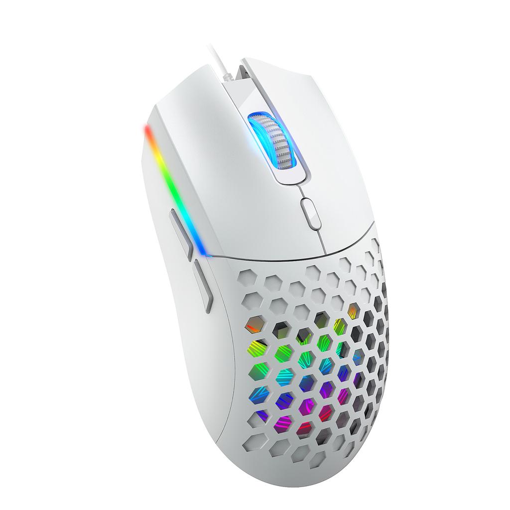 Wired Mouse Hollow Design with 6400DPI Colorful Backlit Ergonomic for Gaming and Working S500 Black