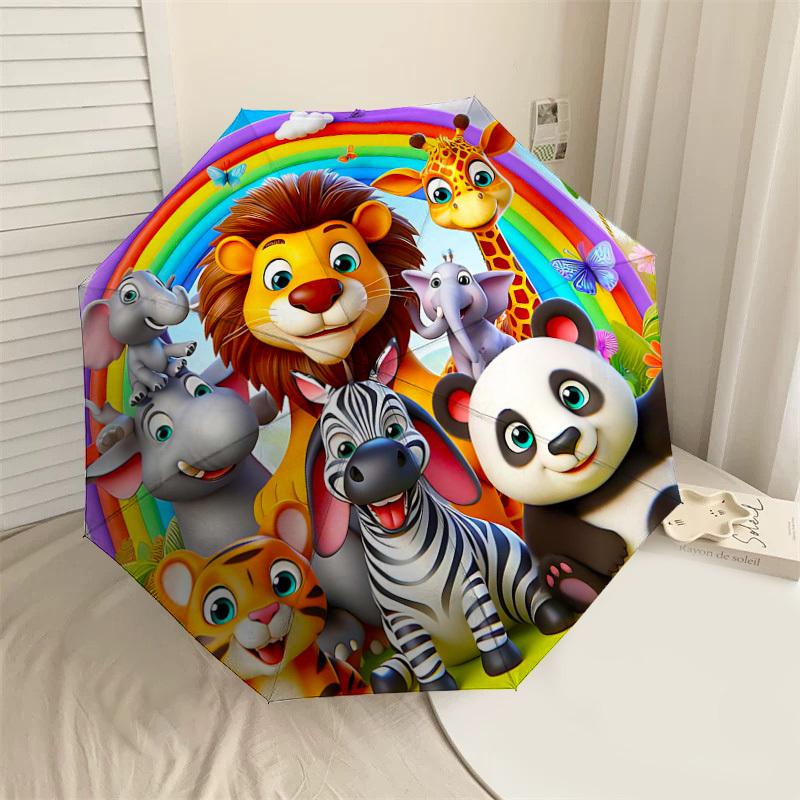 

1PC Rainbow Animals Umbrella-8-Rib Reinforced, Automatic Open, Lightweight & Durable, Fashion Accessory for Outdoor, H0321