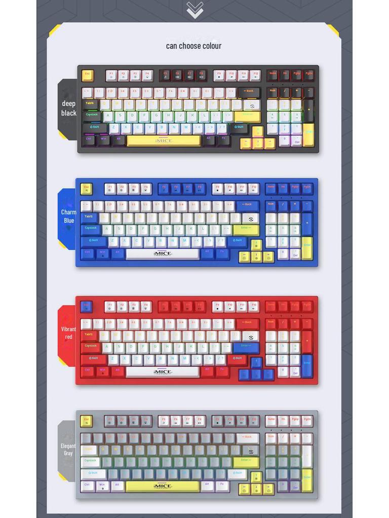 IMICE Mechanical Gaming Keyboard with Blue, Red, Tea, and Black Switches