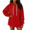 Women's Solid Color Long Sleeved Loose Casual Mid Length Pullover Hoodie Sweatshirt