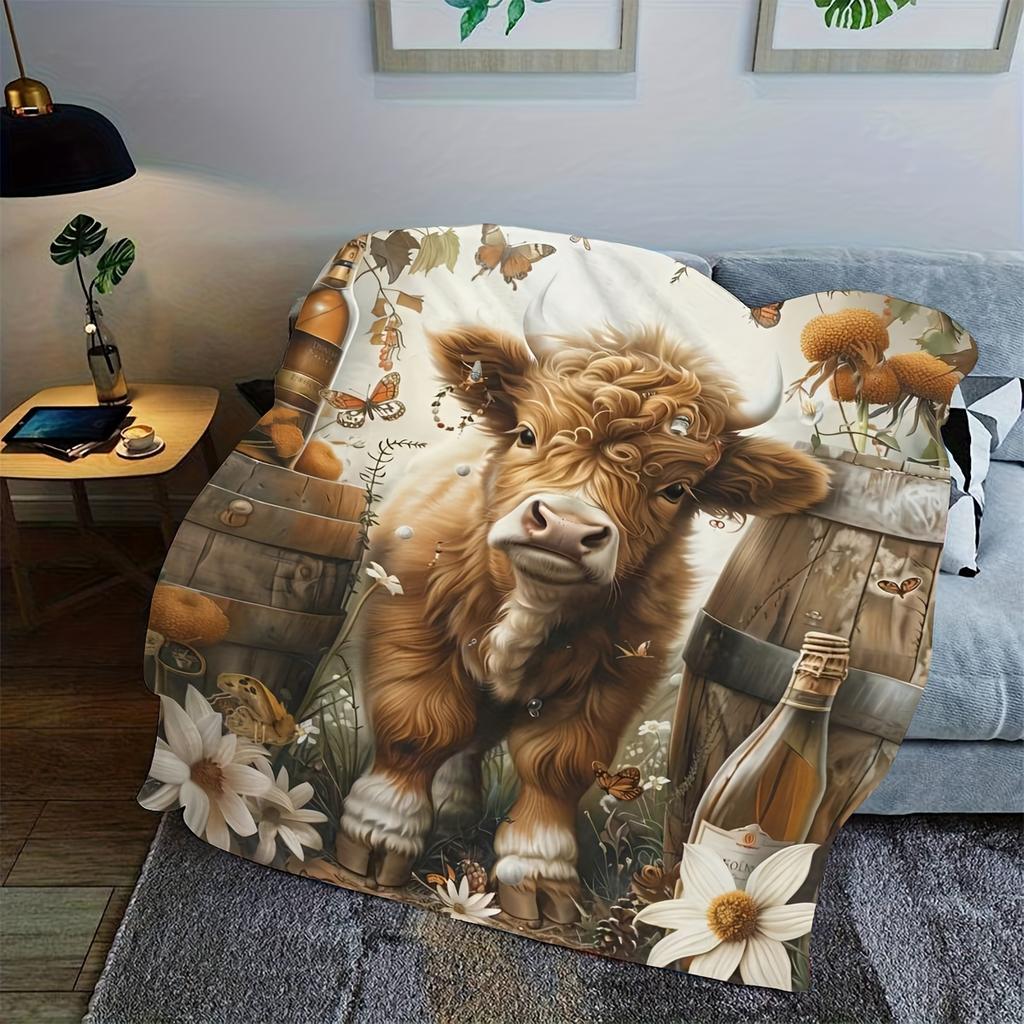 1pc Pastoral Series Ranch Themed Printed Blanket, Outdoor Camping Lawn Picnic Blanket